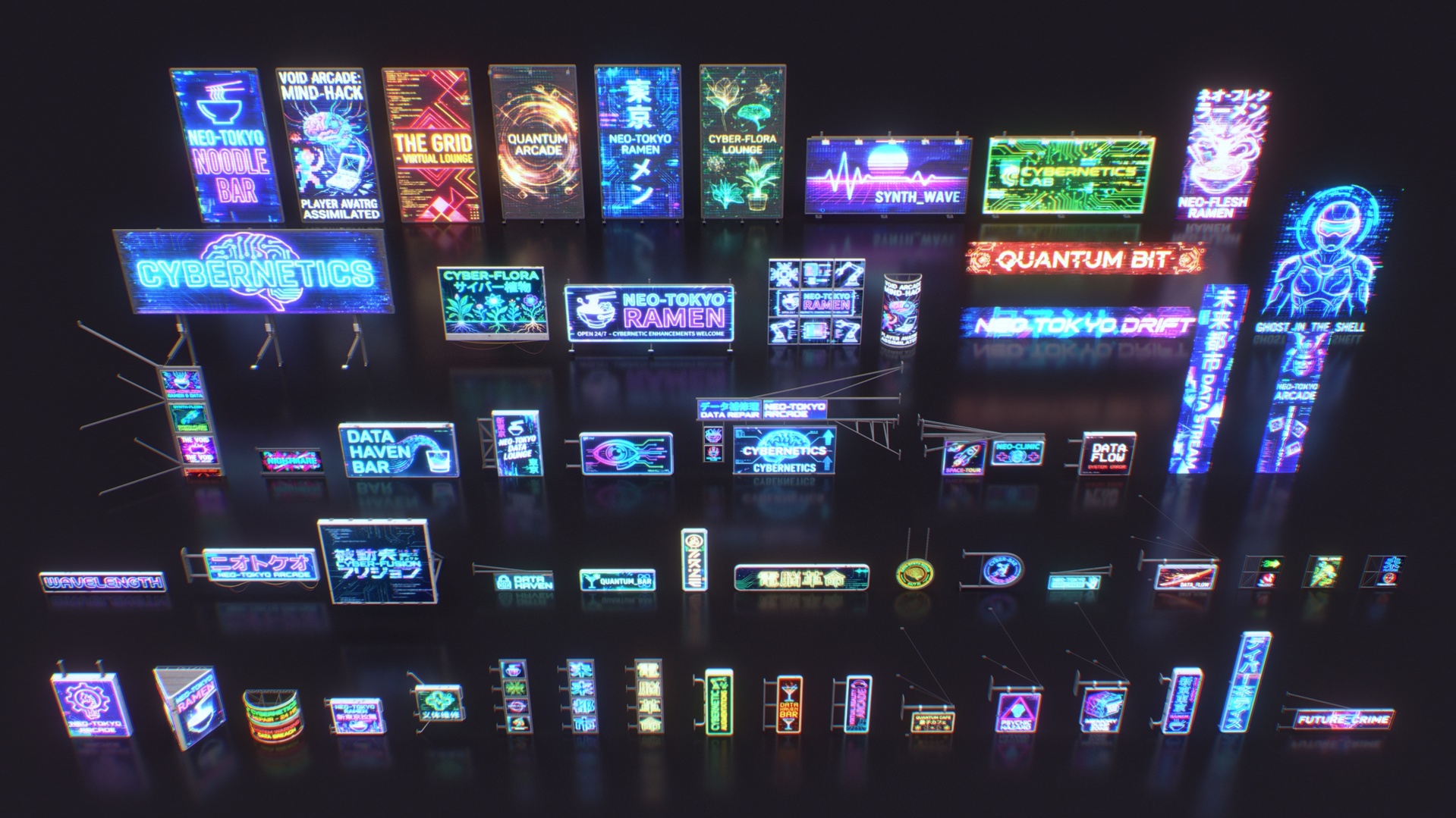 Media 1 for listing Cyberpunk Billboards Signs V1