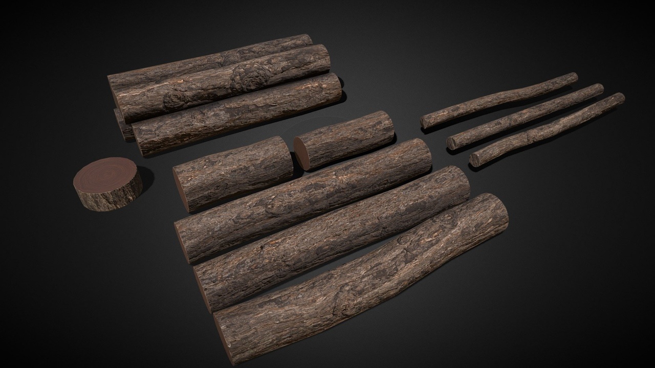 Media 1 for listing Realistic Wood Logs Pack - Game Ready Environment Timber Props
