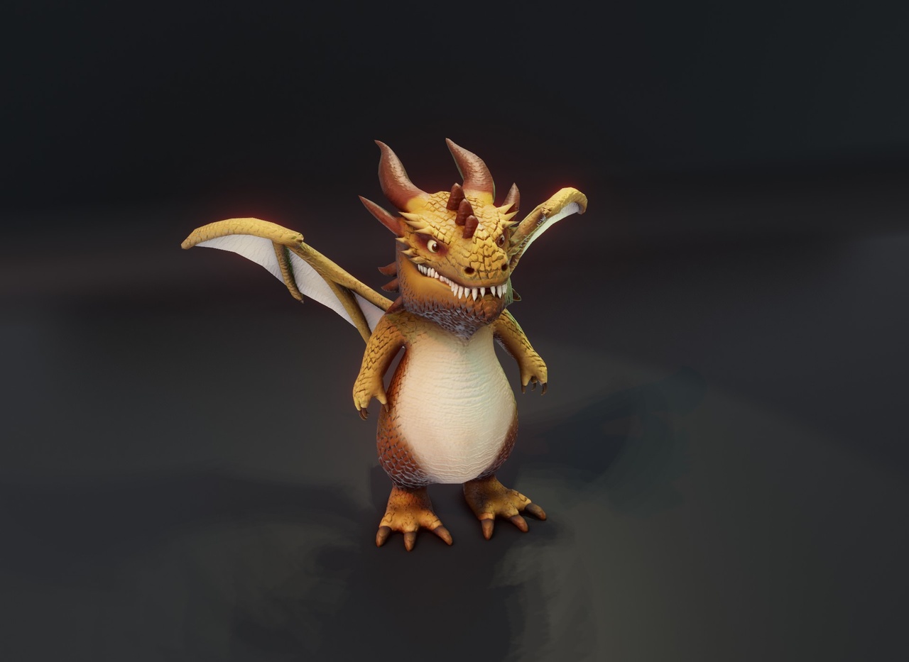 Media 1 for listing Cartoon Brown Dragon Animated 3D Model