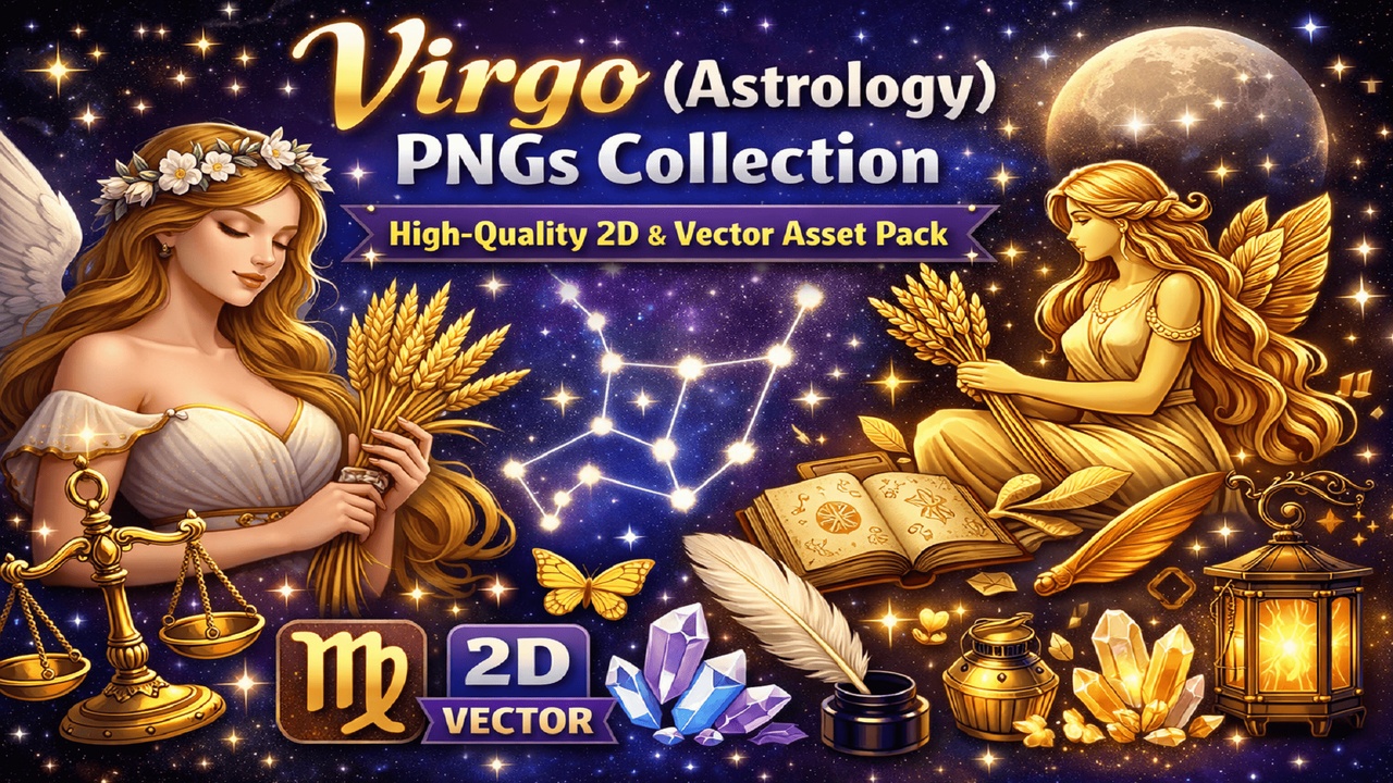 Media 1 for listing ♍ Virgo (Astrology) PNGs Collection – High-Quality 2D & Vector Asset Pack
