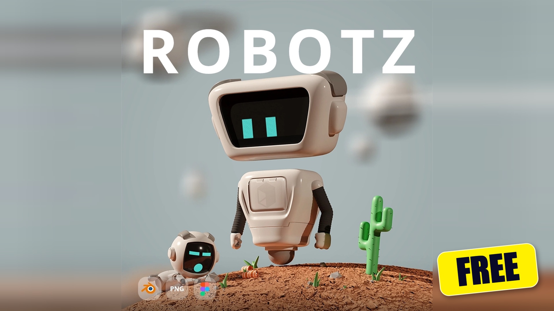 Media 1 for listing Robotz - Free Rigged Modular Cartoon Robot Pack