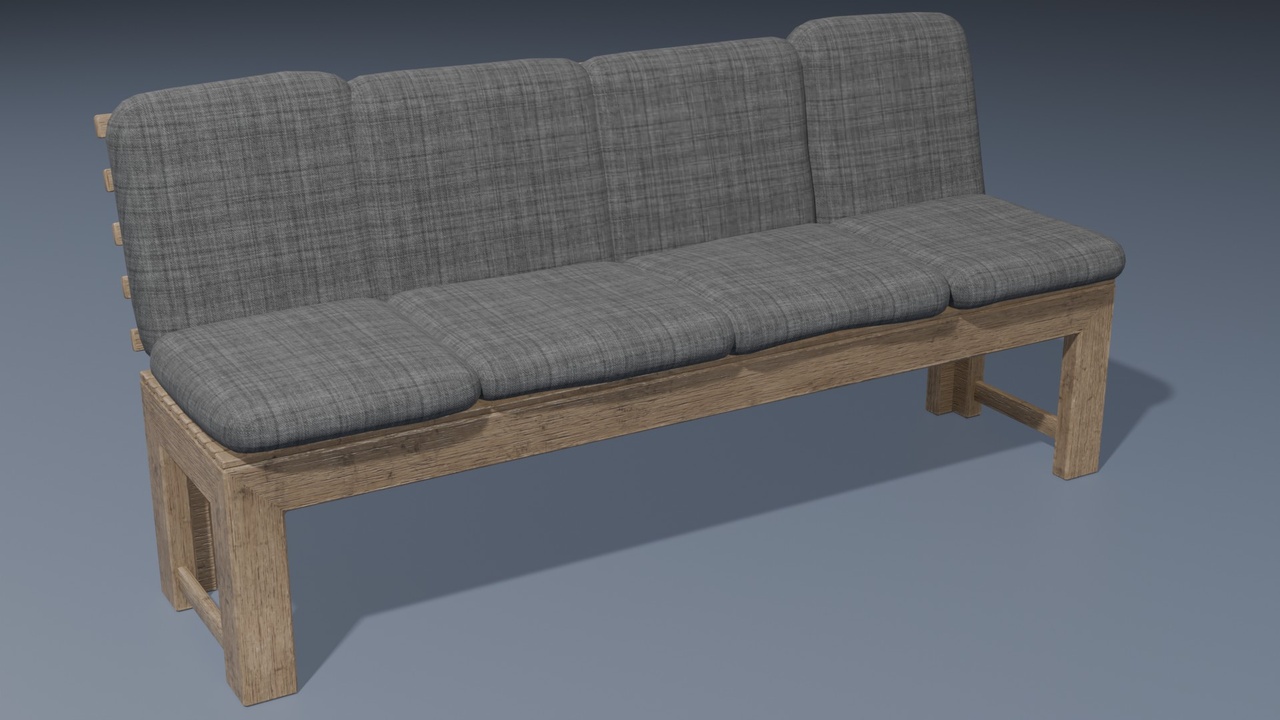 Media 1 for listing Slatted Wooden Bench with Backrest – Urban Dusk Collection