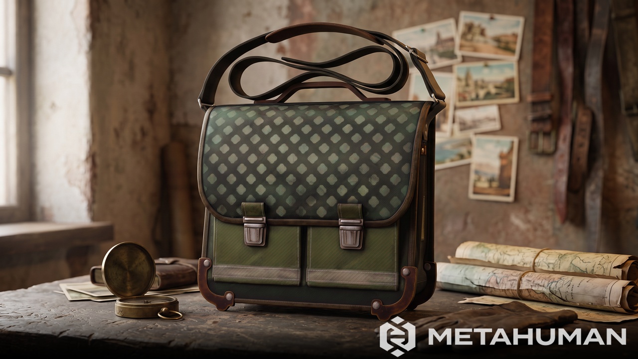 Media 1 for listing Highly detailed vintage messenger bag designed for realistic style
