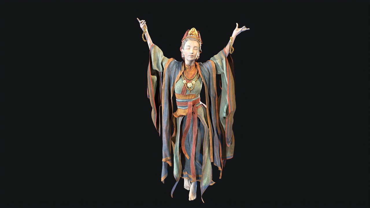 Media 1 for listing Asian Goddess Female Statue Game Ready 3D Model Low-poly 3D model
