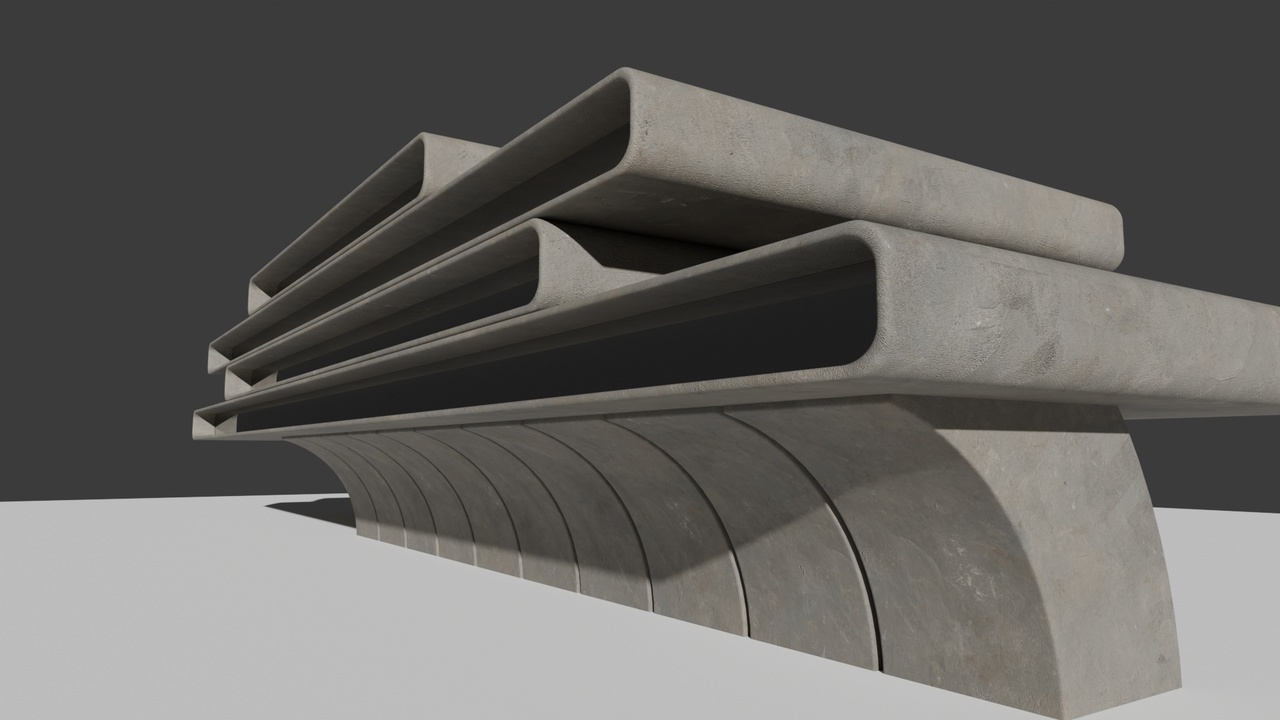 Media 1 for listing Futuristic Layered Concrete Villa – Stylized Modular 3D Architecture