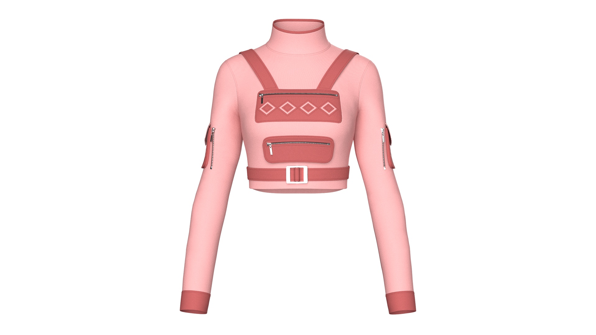 Media 1 for listing Girls Long - Sleeve Tactical Chest Rig Crop Top | High Poly