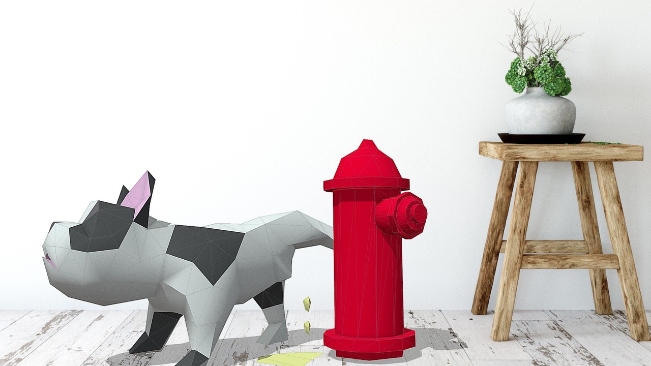Media 1 for listing Low poly French Bulldog Peeing model