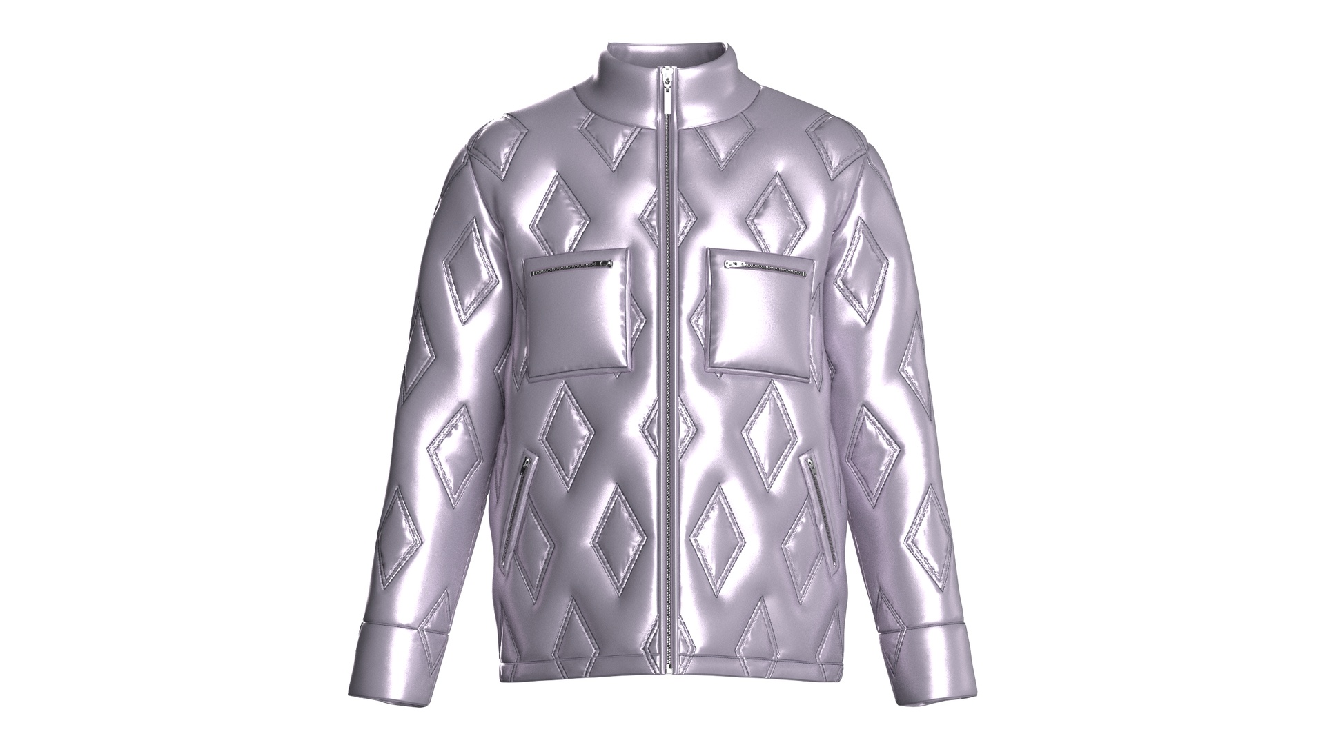Media 1 for listing Men Metallic Diamond Quilted Puffer Jacket | High Poly