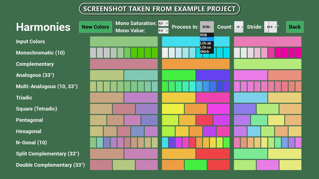 Media 1 for listing Color Utilities - Harmonies, Identification, Hue, Color Space, Saturation