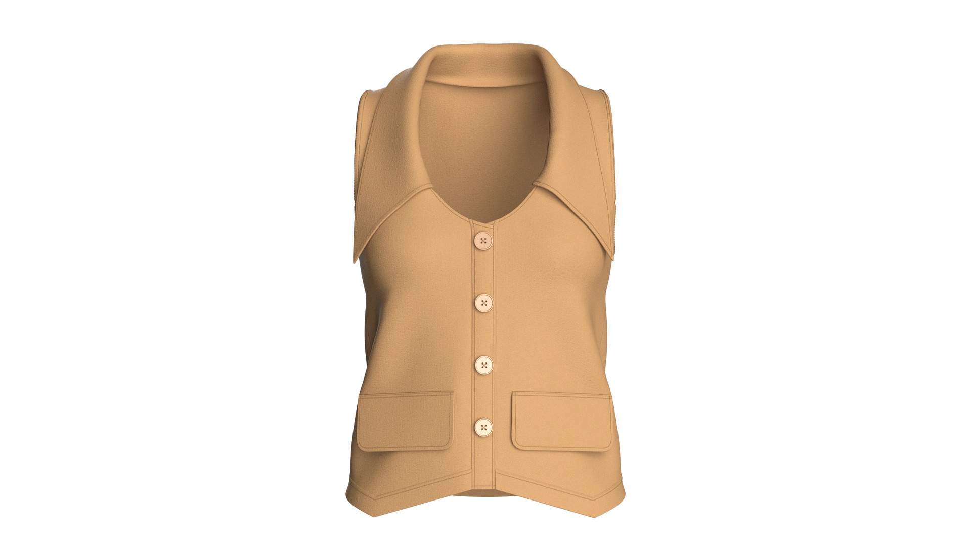 Media 1 for listing Girls Tan Notch - Lapel Vest | High Poly