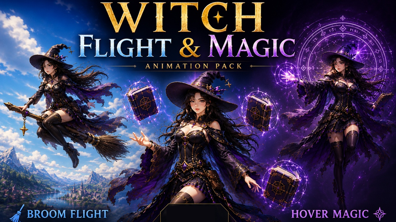 Media 1 for listing Witch Flight & Magic Combat Animation Pack