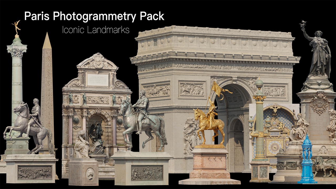 Media 1 for listing Paris Photogrammetry Pack – Iconic Landmarks 8K PBR