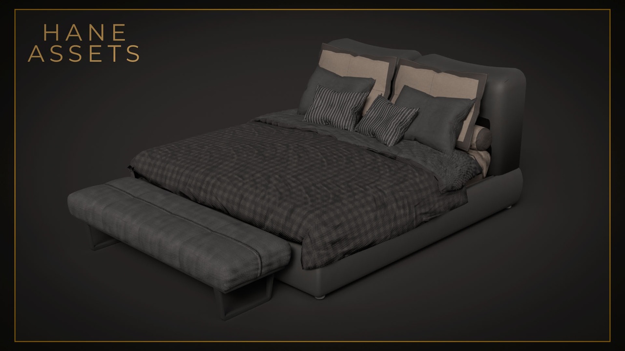 商品 Modern Bed with Bench 的媒体 1