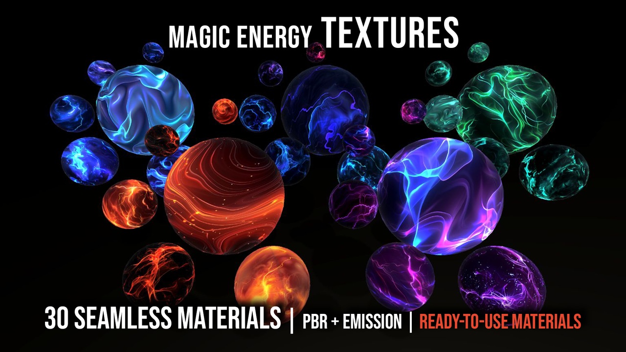 Media 1 for listing Magic Energy Materials Pack (30 Materials, PBR + Emission)