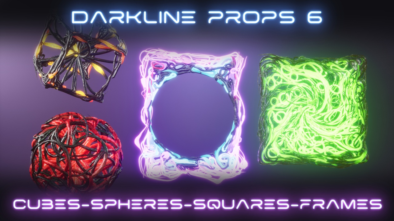 Media 1 for listing Darkline Environment Props 6: Cube, Spheres, Squares and Frames