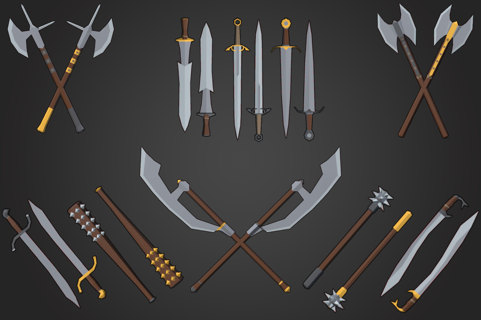 200+ Low Poly Weapon Pack | Fab