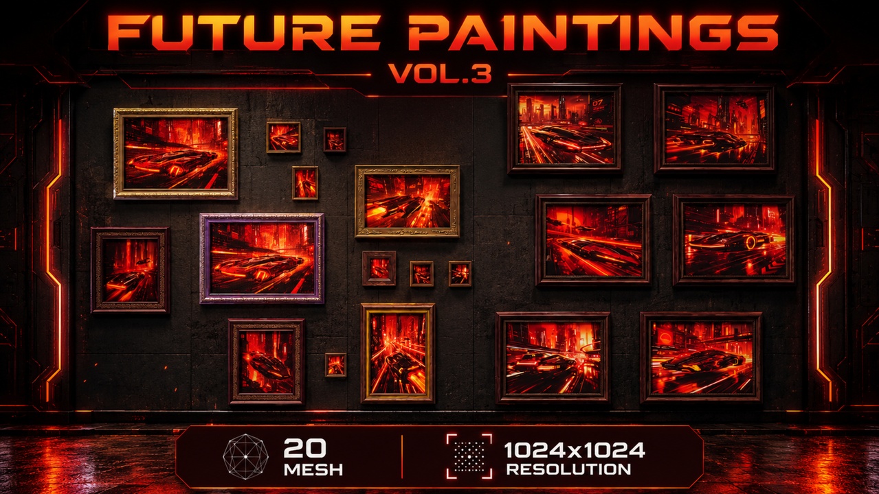 Media 1 for listing Cyberpunk Future Paintings Pack – Wall Decor Art - Vol.3