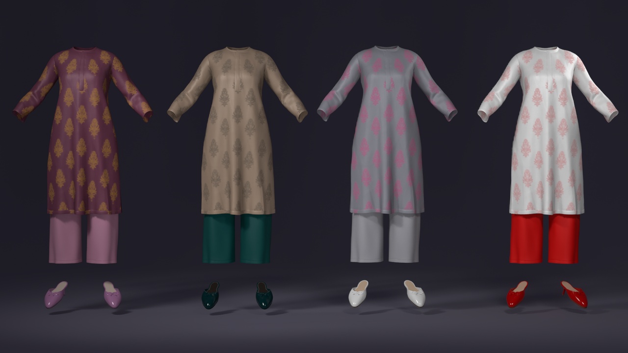 Media 1 for listing MetaOutfits – Traditional indian – Kurta Pajama Female Outfit