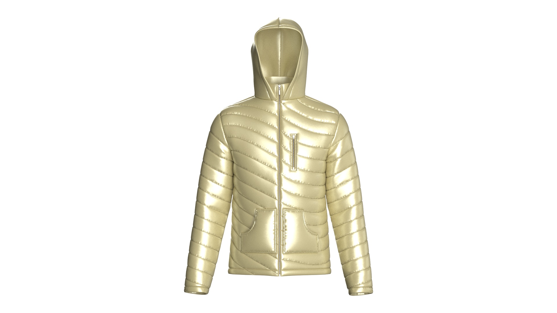 Media 1 for listing Men Metallic Hooded Puffer Jacket | High Poly