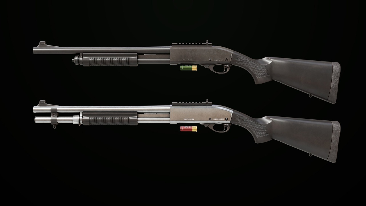 Media 1 for listing Long Shotgun 01 Black And Silver Single Mat All PBR Unity UE Textures