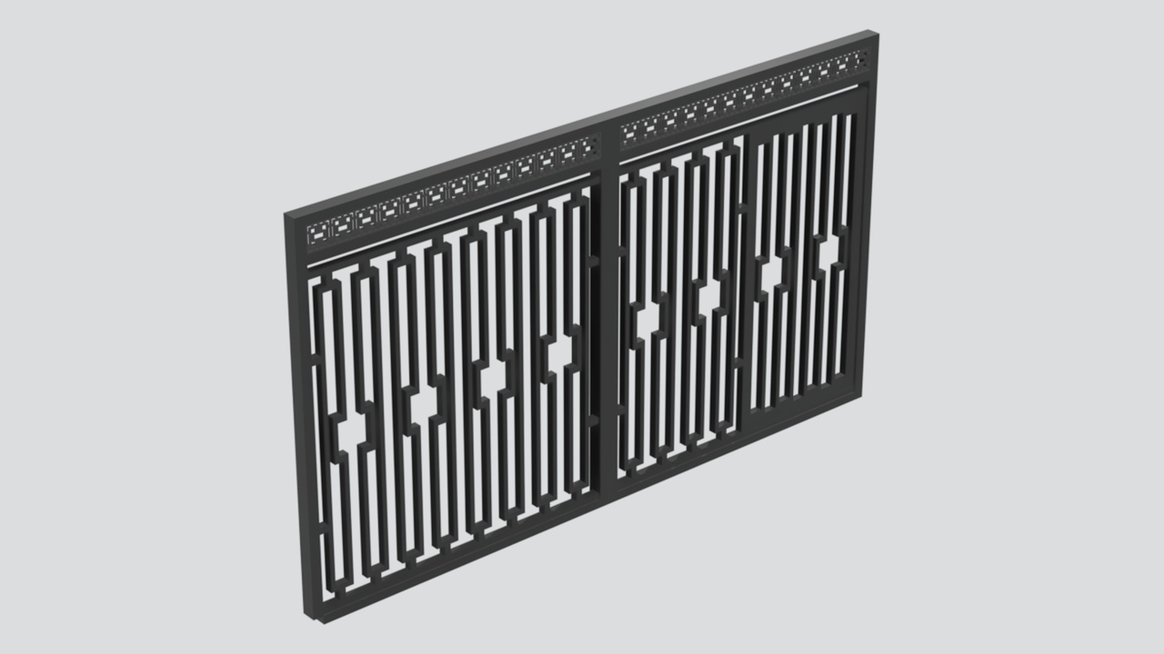 Media 1 for listing Chinese Style Wrought Iron Courtyard Gate 3D Model