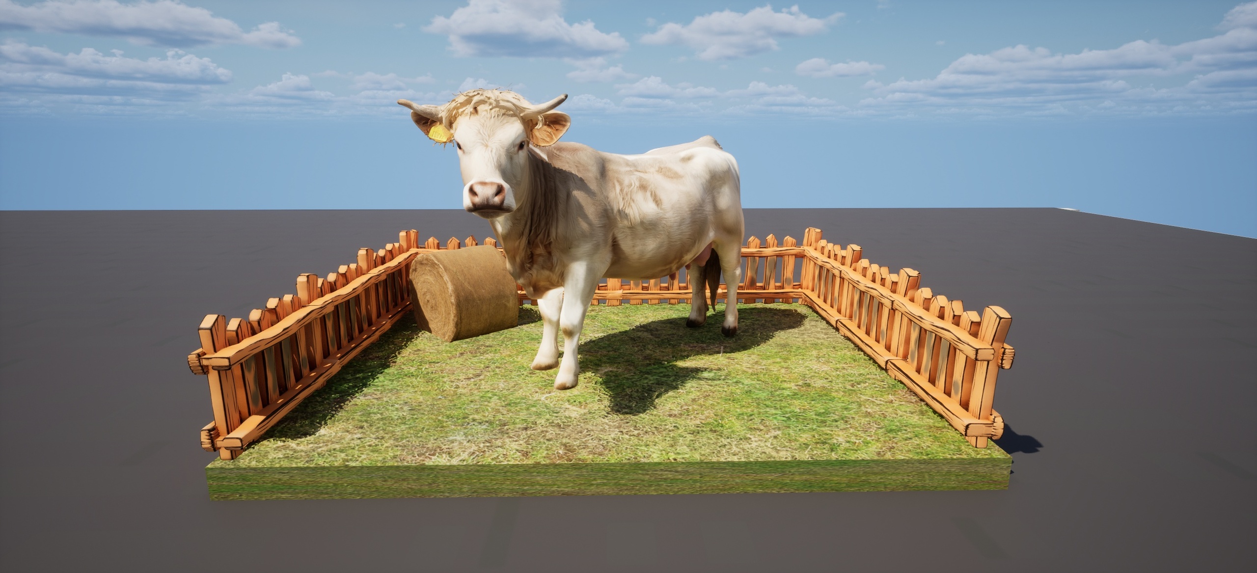 Media 1 for listing Highland Cow - Beige - Animal - Farm Prop - Rig Or Use Prop
