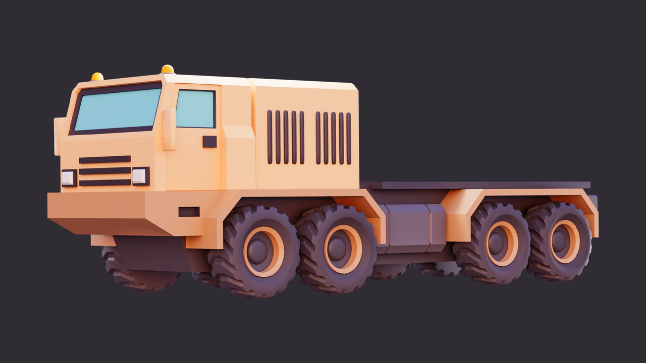 Media 1 for listing Low Poly Heavy Flatbed Truck