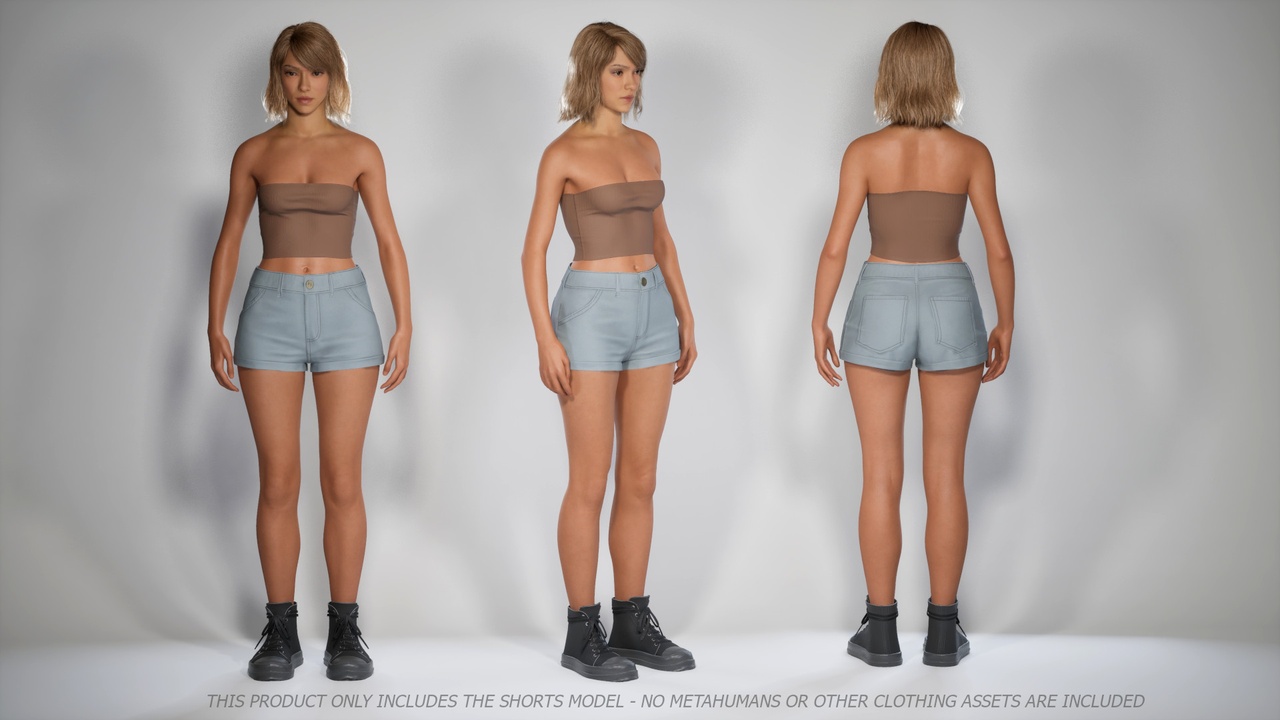 Media 1 for listing High Rise Shorts - Resizable Metahuman Clothing
