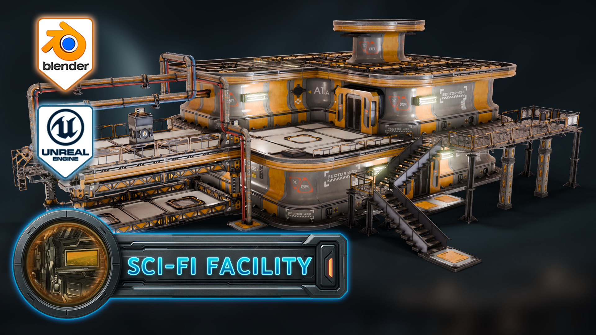 3DT Modular Sci-Fi Research Facility Prop and Asset Pack for Blender ...
