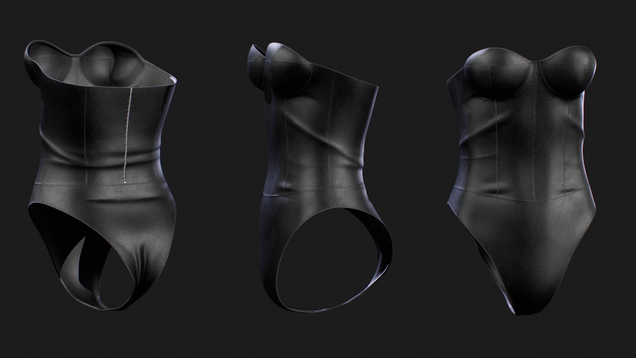 Media 1 for listing Leather Corset Bodysuit for MetaHuman – Parametric Wardrobe (MHPKG)
