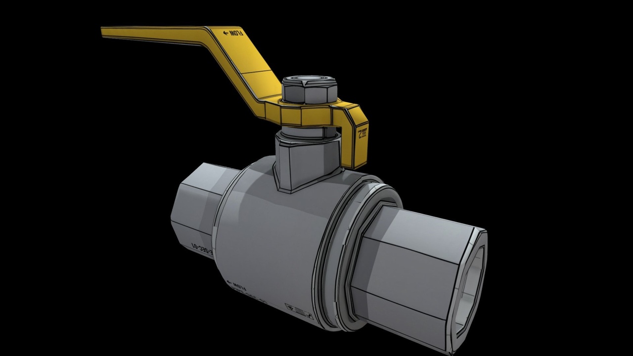 Media 1 for listing Stylized Industrial Water Pipe & Valve