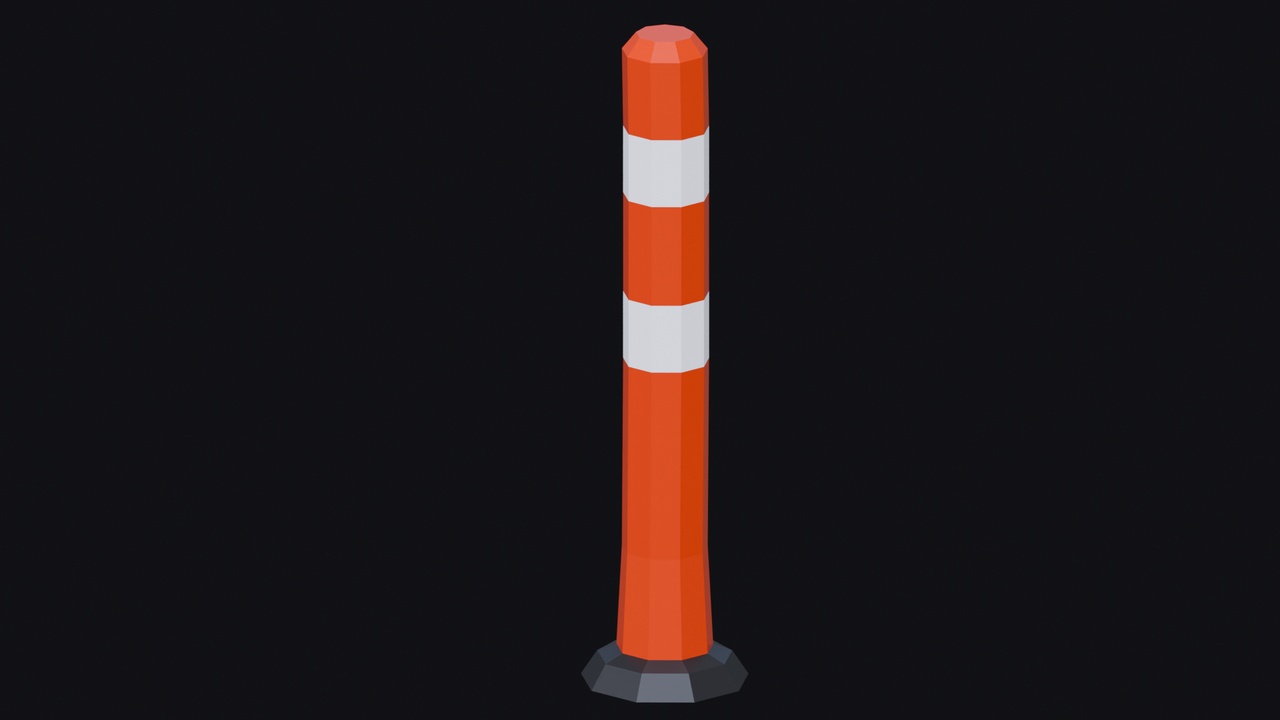 Media 1 for listing Low Poly Traffic Bollard / Road Post – Stylized Game Ready