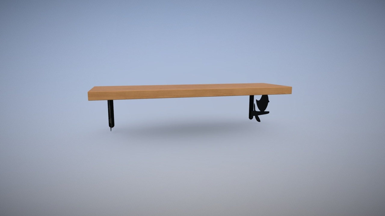 Media 1 for listing Wooden Wall Shelf with Bird Decoration