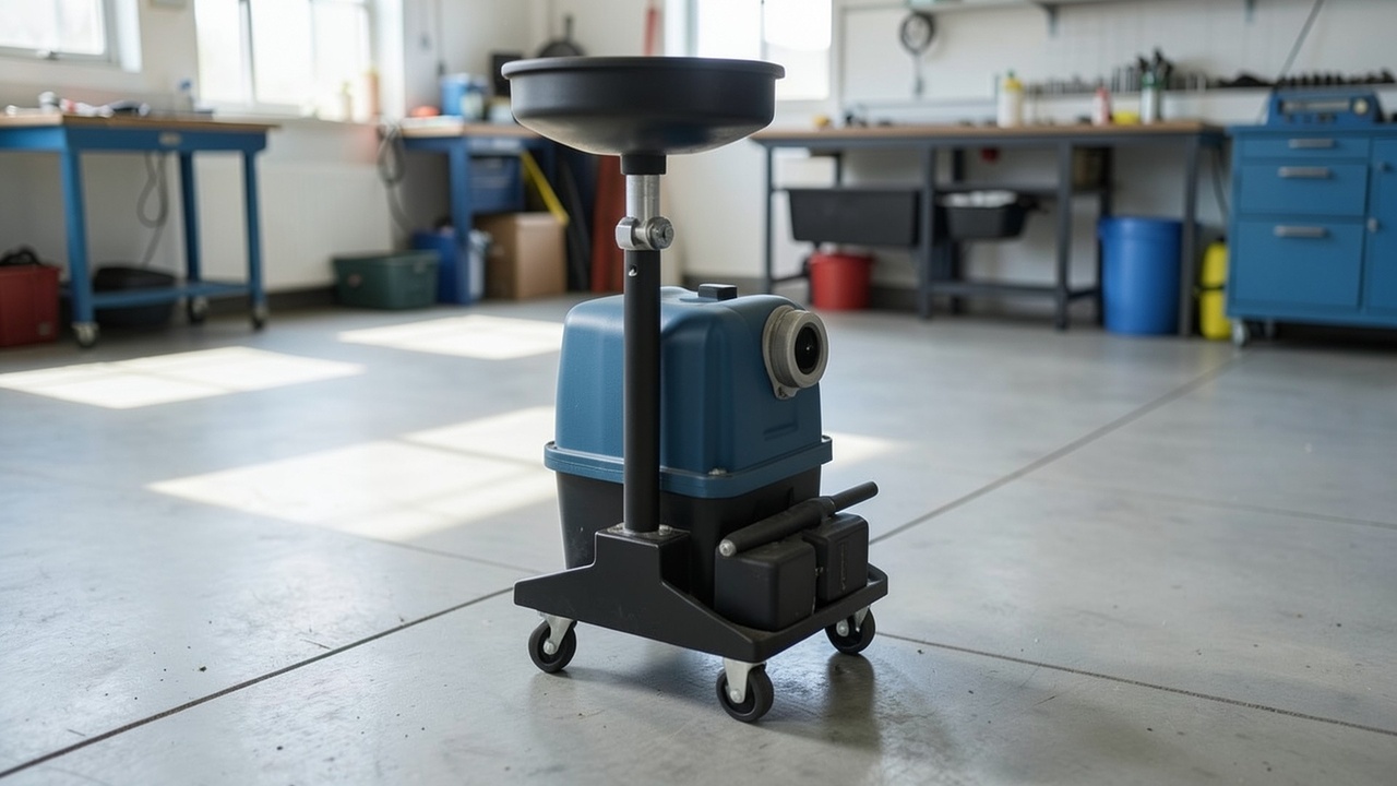 Metal Pump Texture Automotive Oil Drain and Collection Unit Workshop Equipment | Fab