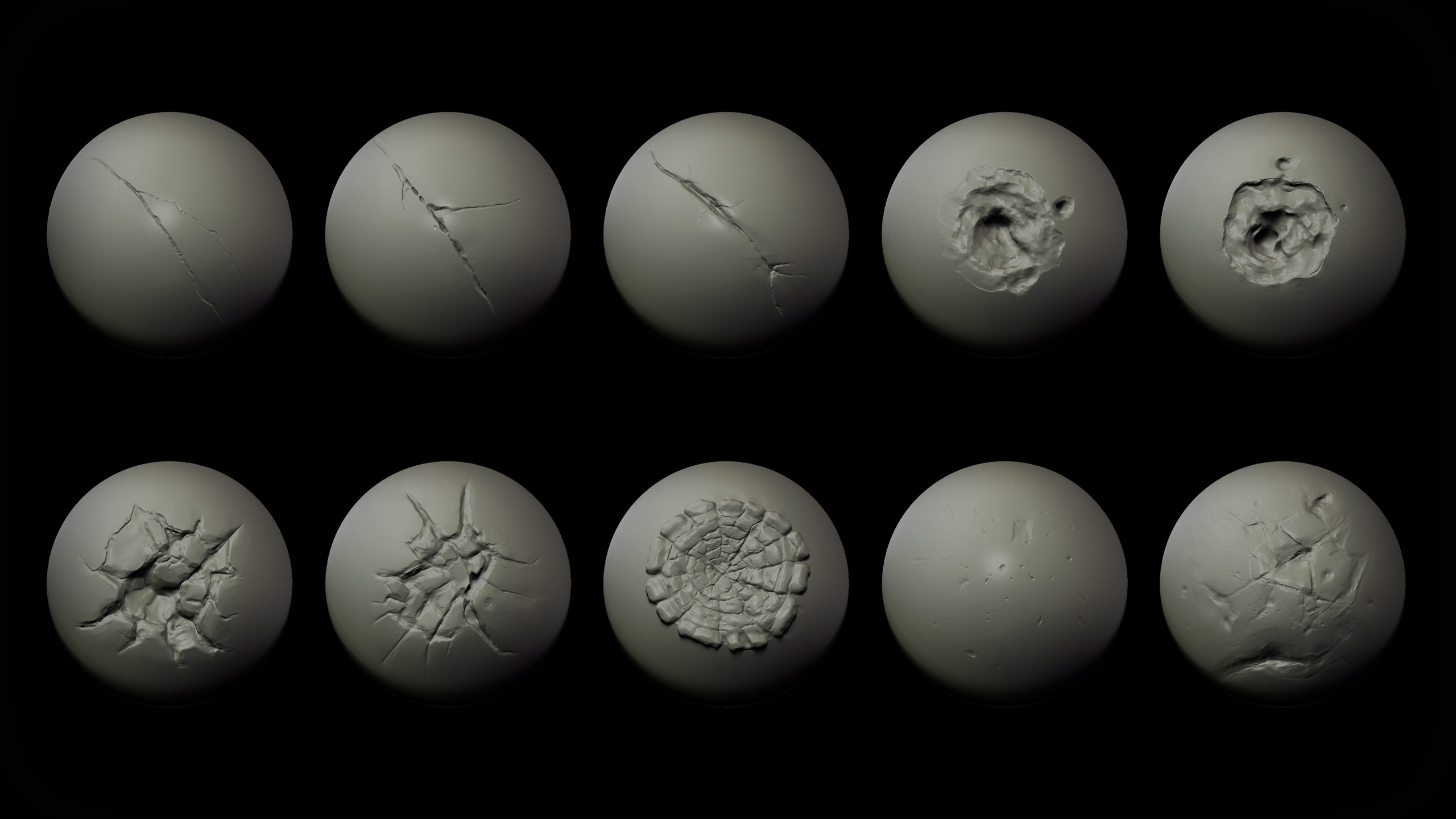 Média 1 pour l'article Zbrush + Blender - 40 Impact Damages Brush + Alphas