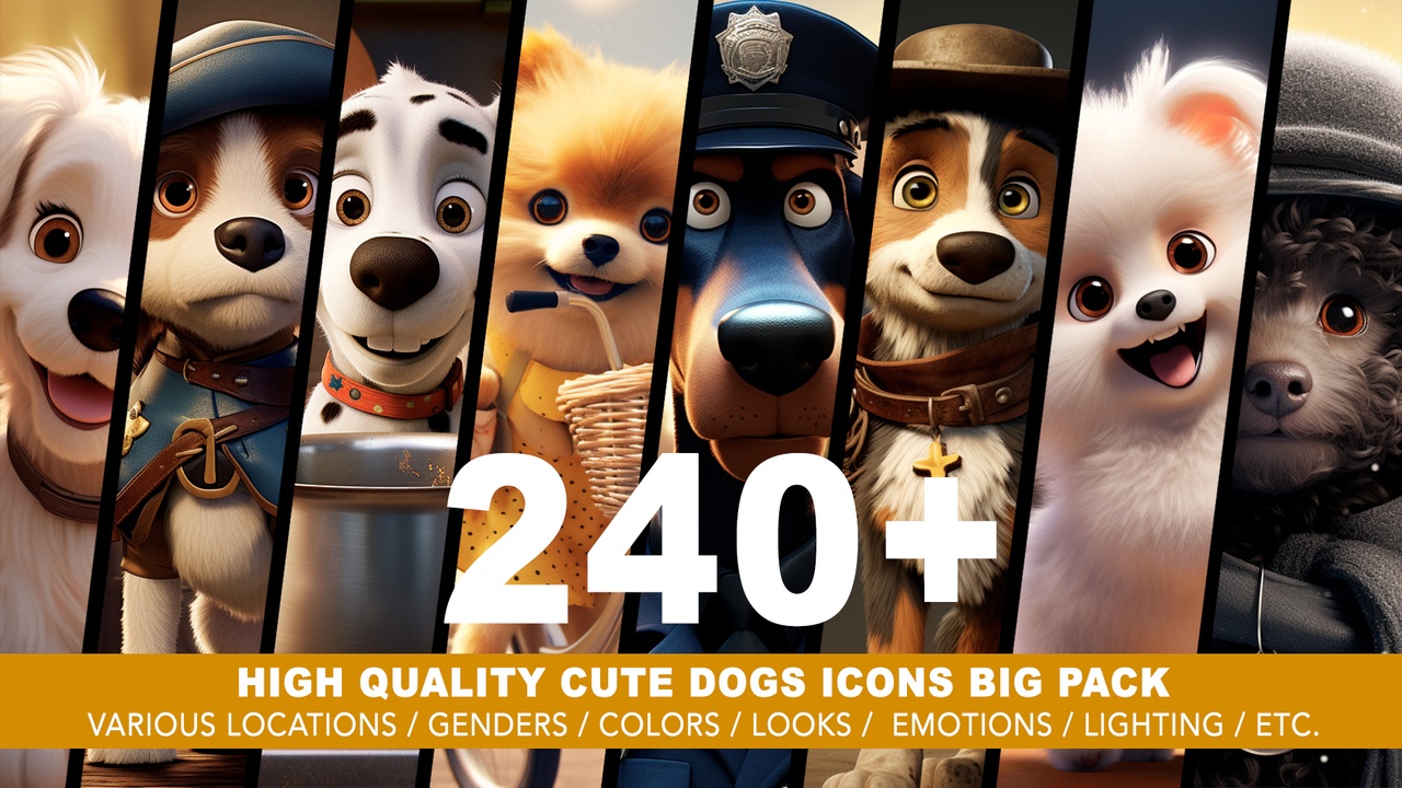 Media 1 for listing 240+ Cute Dogs Avatars Icons BIG PACK