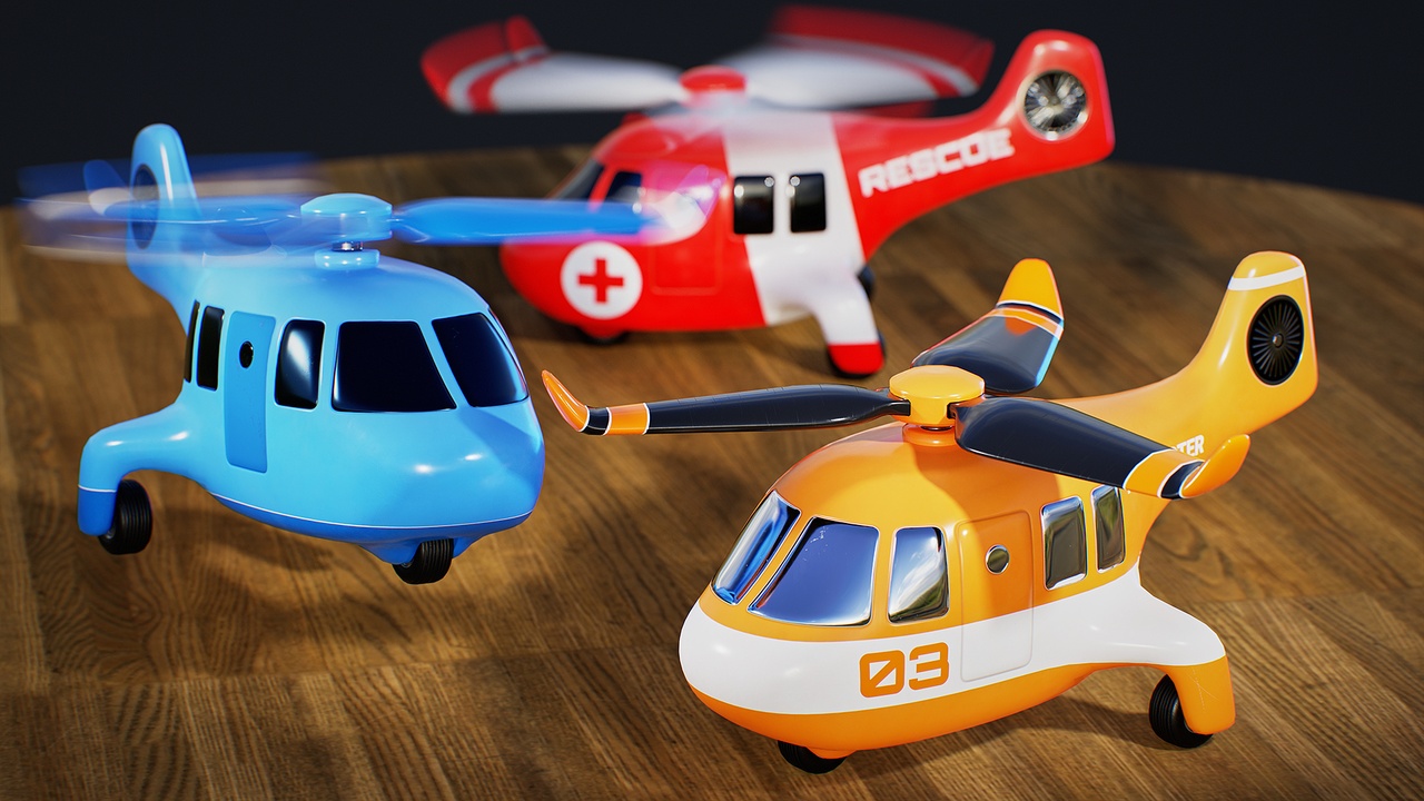 الوسائط 1 للقائمة Stylized Helicopter Toy
