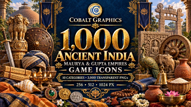 1,000 Ancient India Icons | Maurya & Gupta, Crafting & Inventory — Cobalt Game Assets
