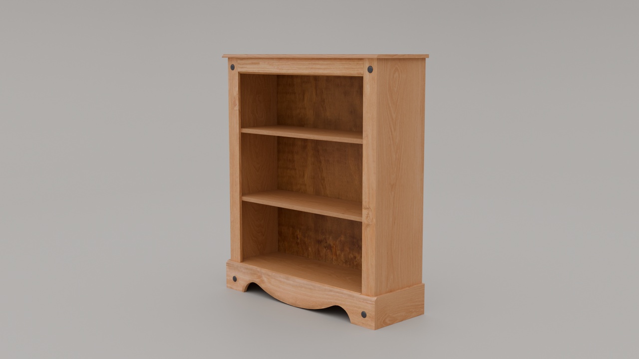 Media 1 for listing Low Wooden Bookcase with Shelves