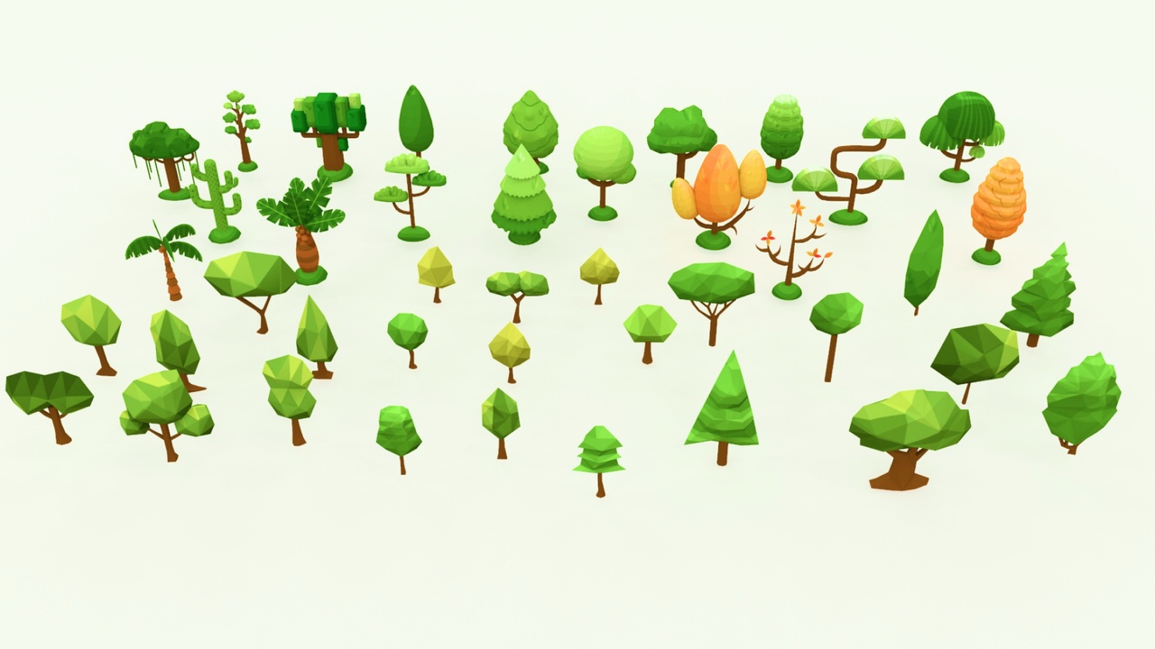 Stylized Forest Trees Pack – 42 Models – Low Poly Game Ready | Fab