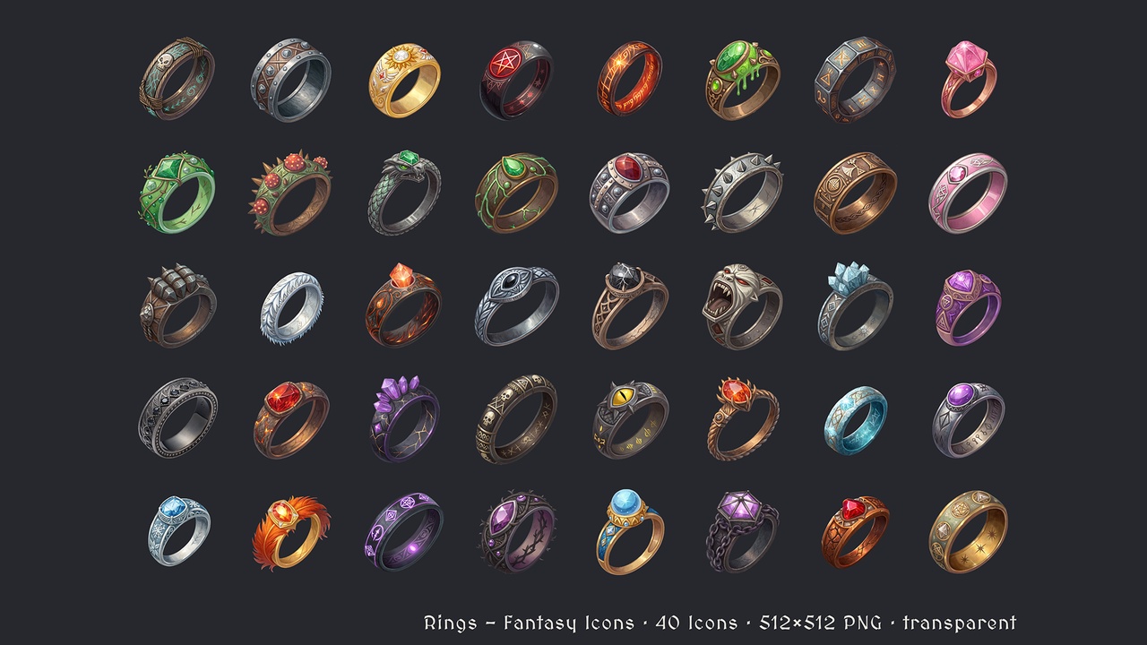 Media 1 for listing Rings - 40 Fantasy Icons [512x512 HD]