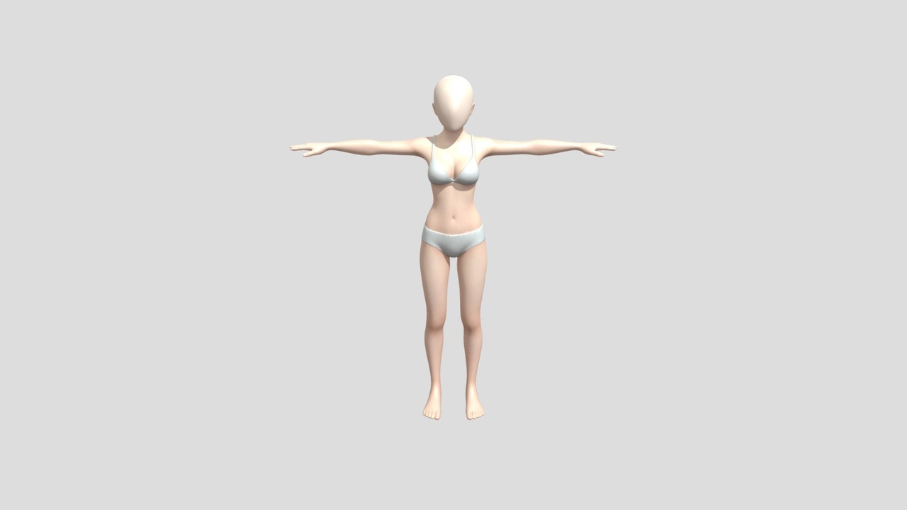 Media 1 for listing Female Model in White Underwear (Rigged)