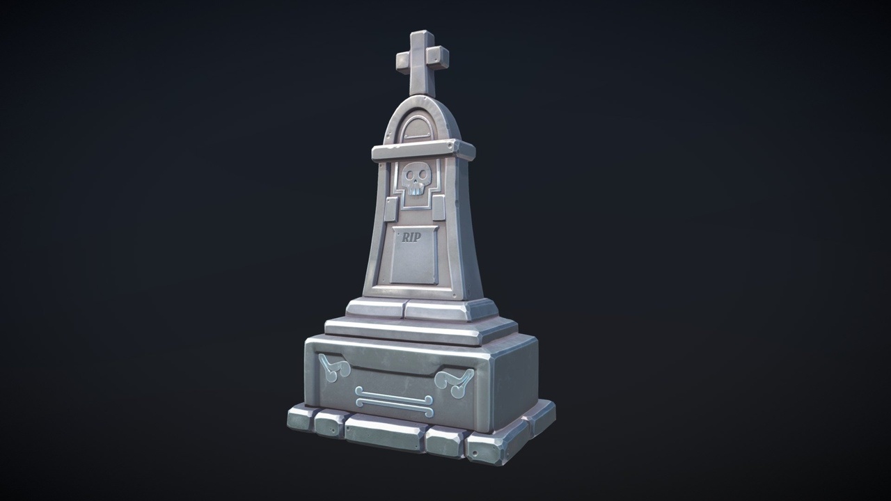 Media 1 for listing Gravestone Toon Stylized- Game Ready