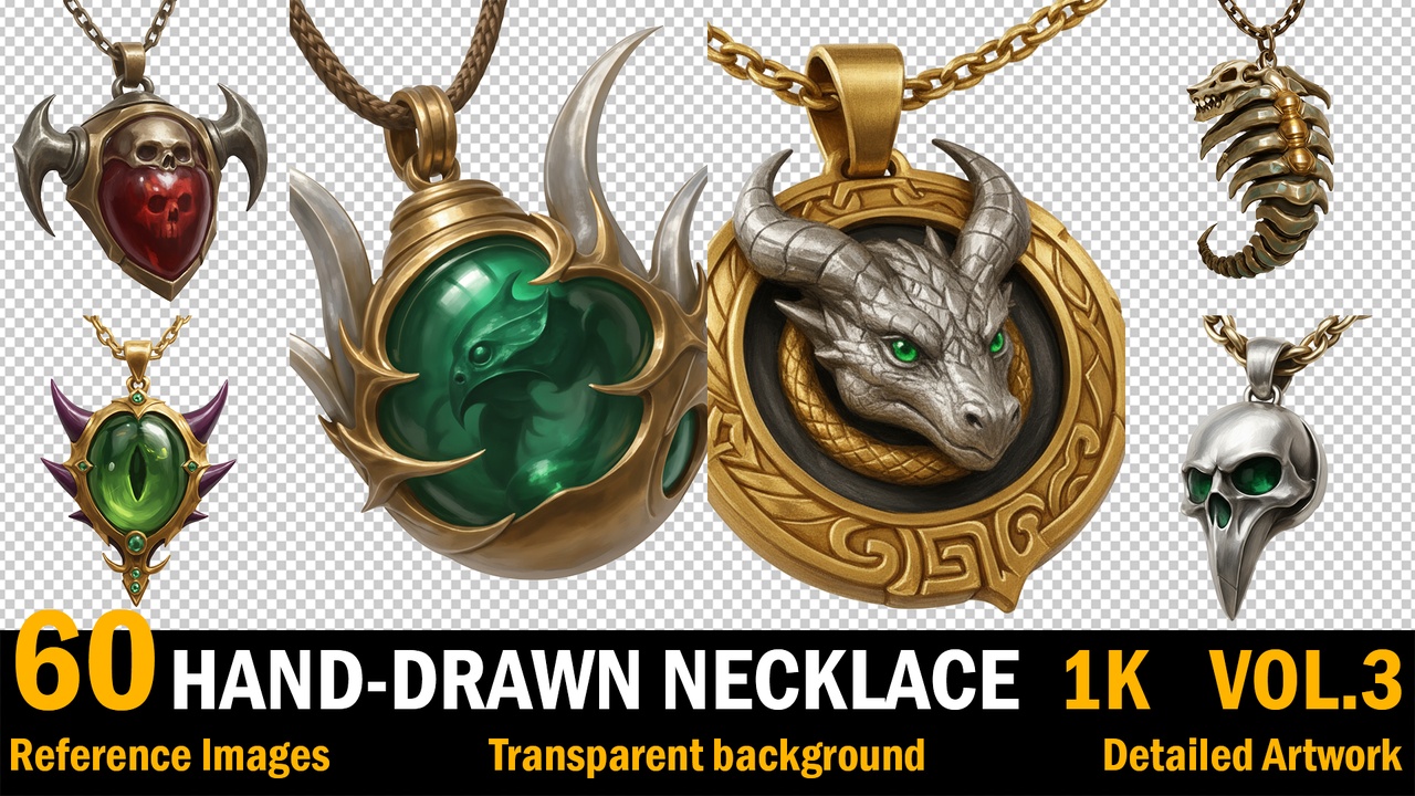 Media 1 for listing Hand Drawn Style Necklace Collection V3