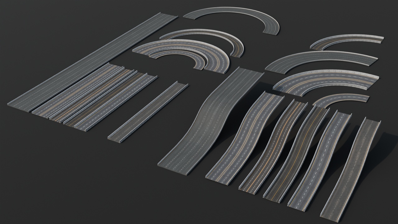 Modular Road Pack | Highway, Curved & Straight Roads | Fab
