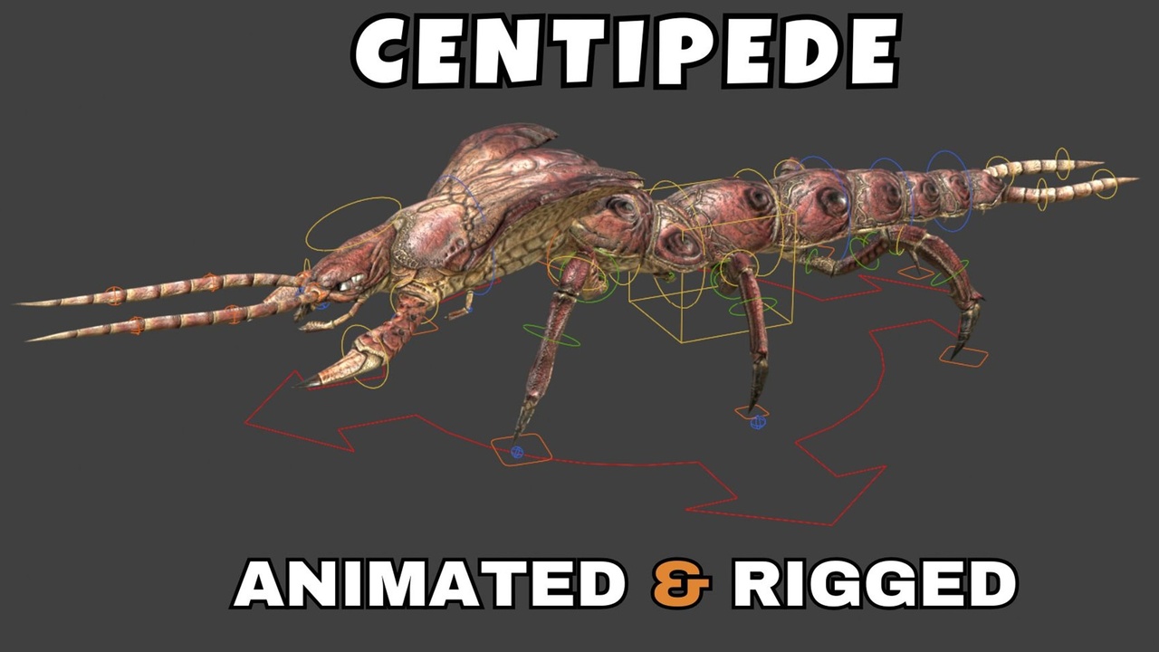 Media 1 for listing Centipede Rigged And Animated 3D Model