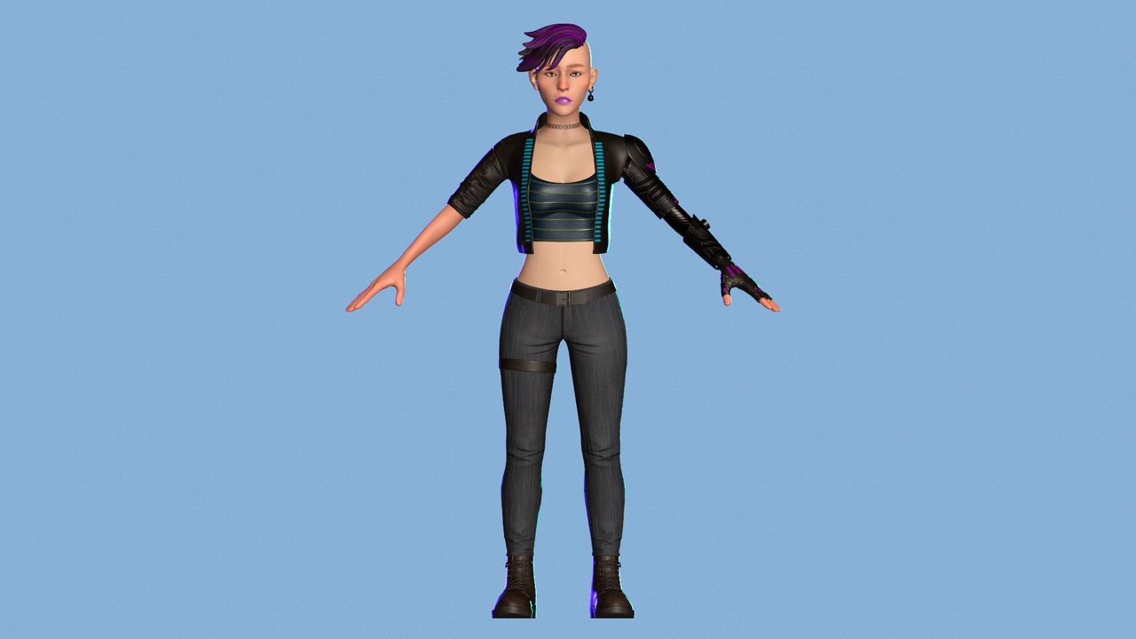 Media 1 for listing Cyberpunk Female Character – Rigged Stylized 3D Model