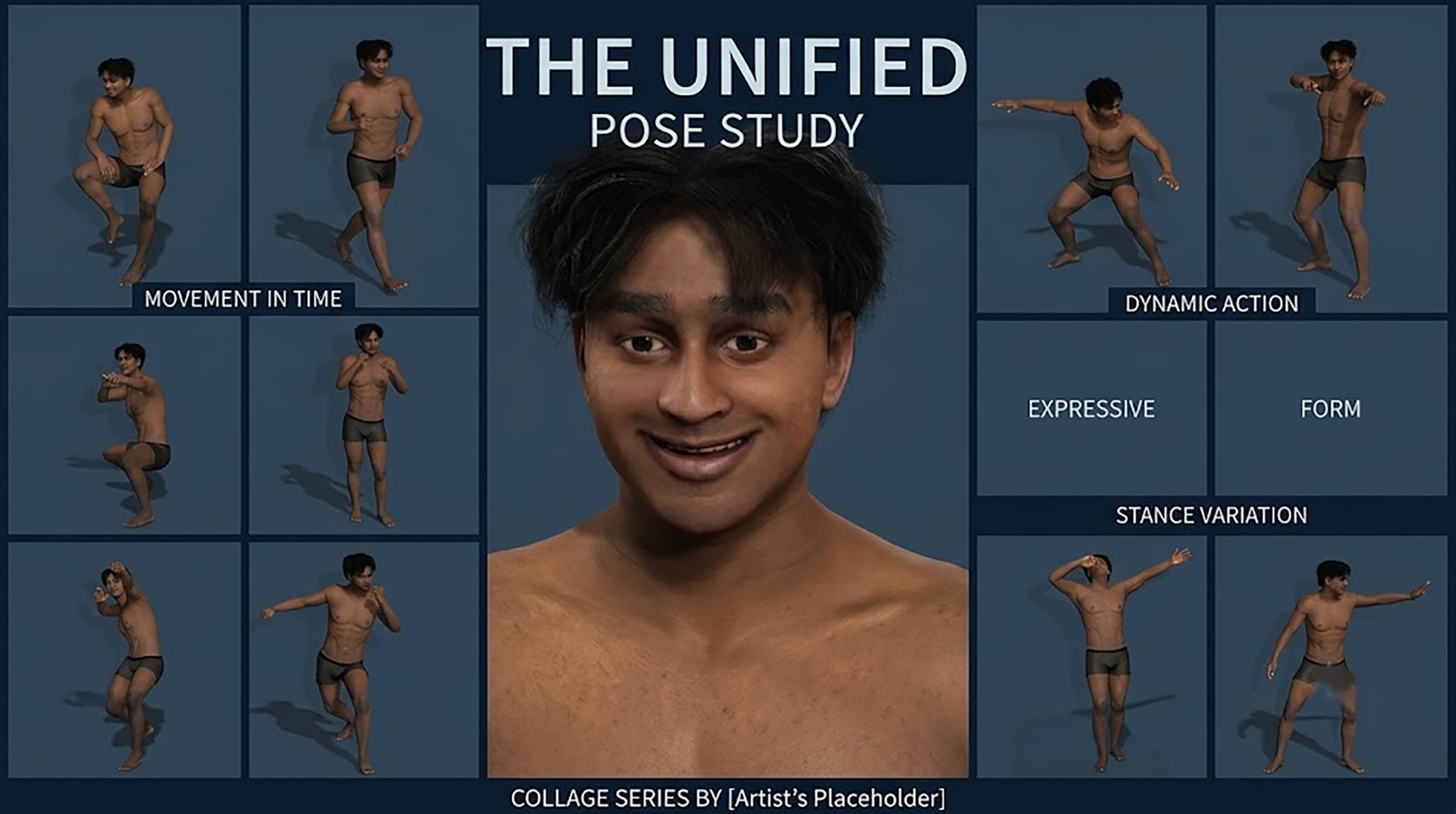 Media 1 for listing Rigged Athletic Male Character Indian / South Asian Base Body with Facial Rig