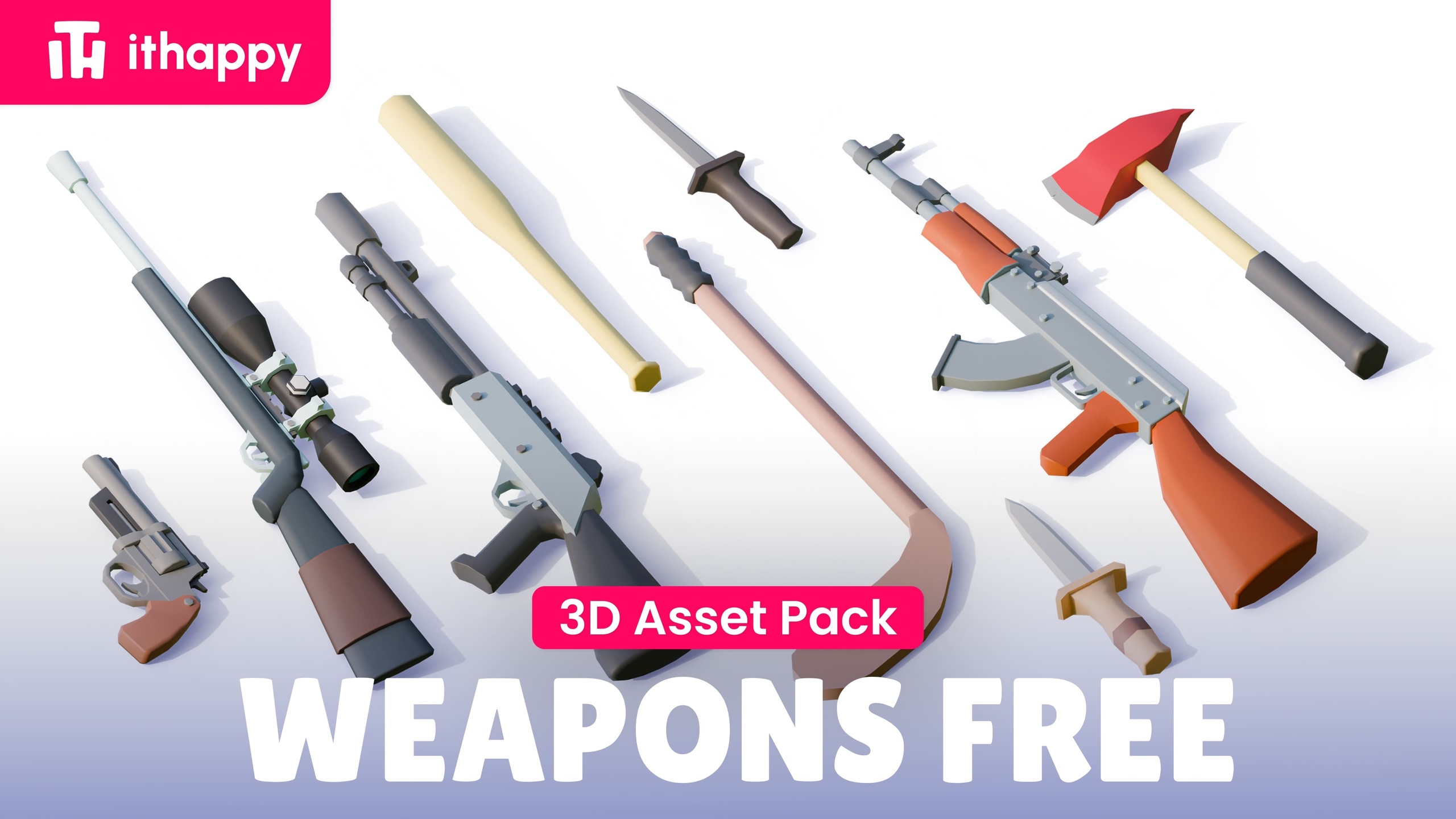 Media 1 for listing Weapons FREE - Low Poly 3D Models Pack