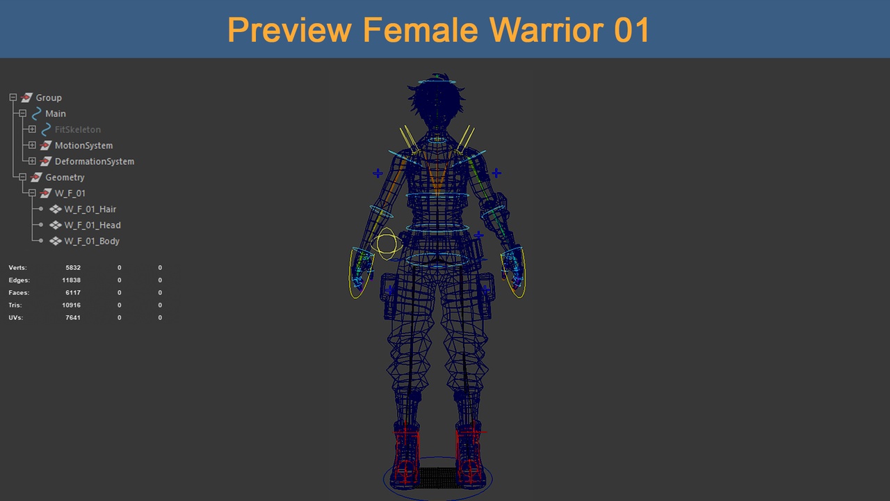 Media 1 for listing Asset - Character Female Warriors 01 - Ready for game Low-poly 3D model